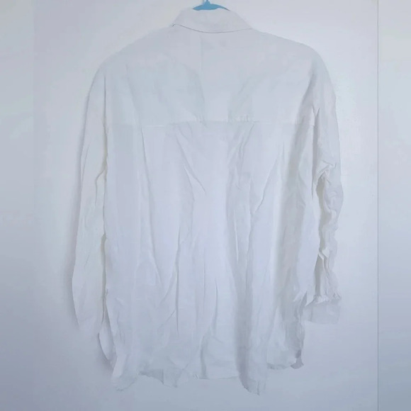 Madewell The Linen-Blend Oversized button-up shirt eyelet white size XS NWT - Picture 4 of 7